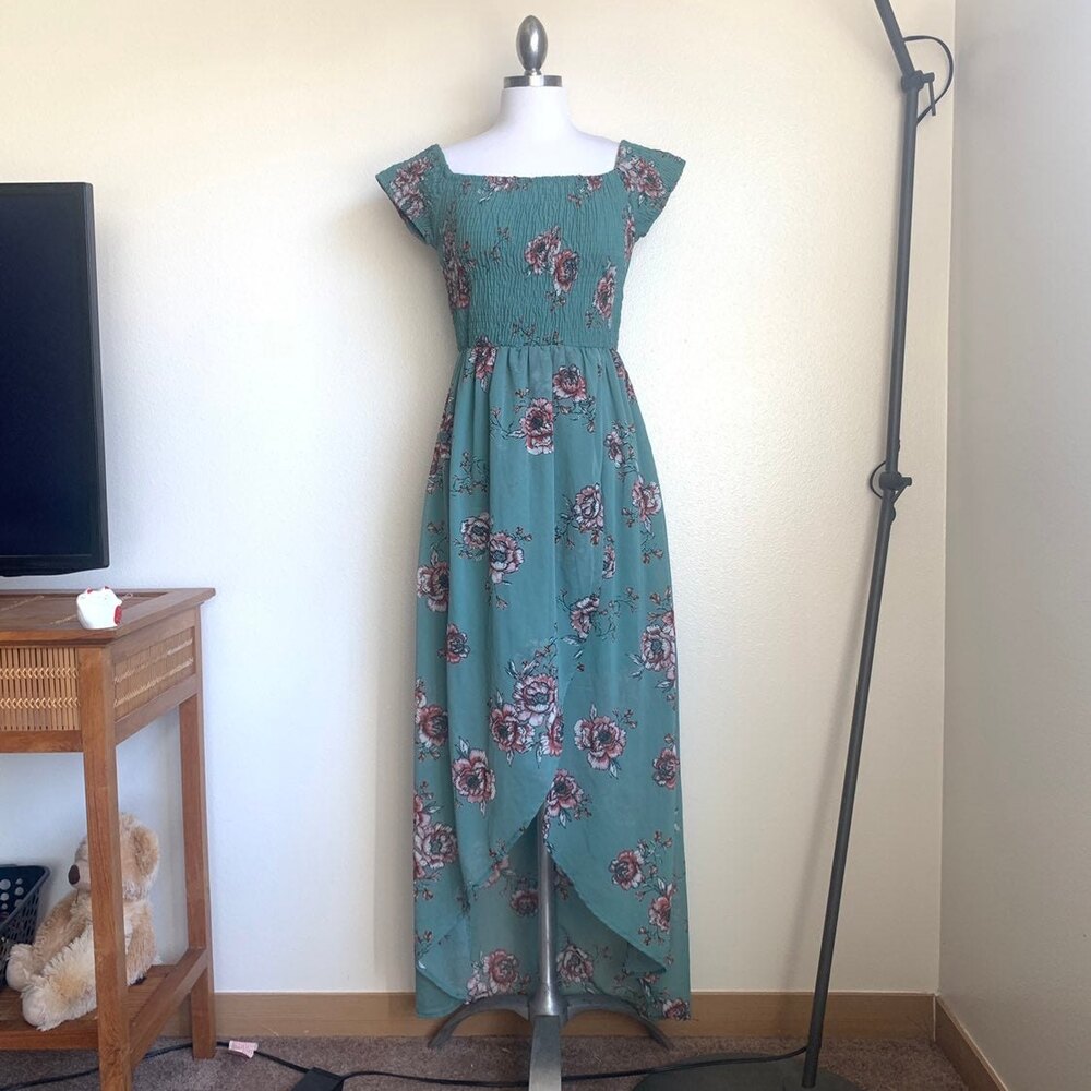 Japna Floral Green Maxi Dress